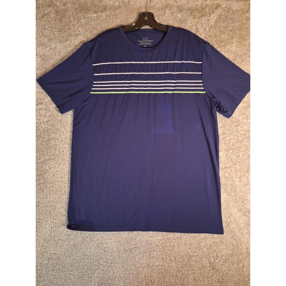 Vineyard Vines Other - Vineyard Vines Mens Size M Performance T-Shirt Navy Blue Striped Short Sleeve